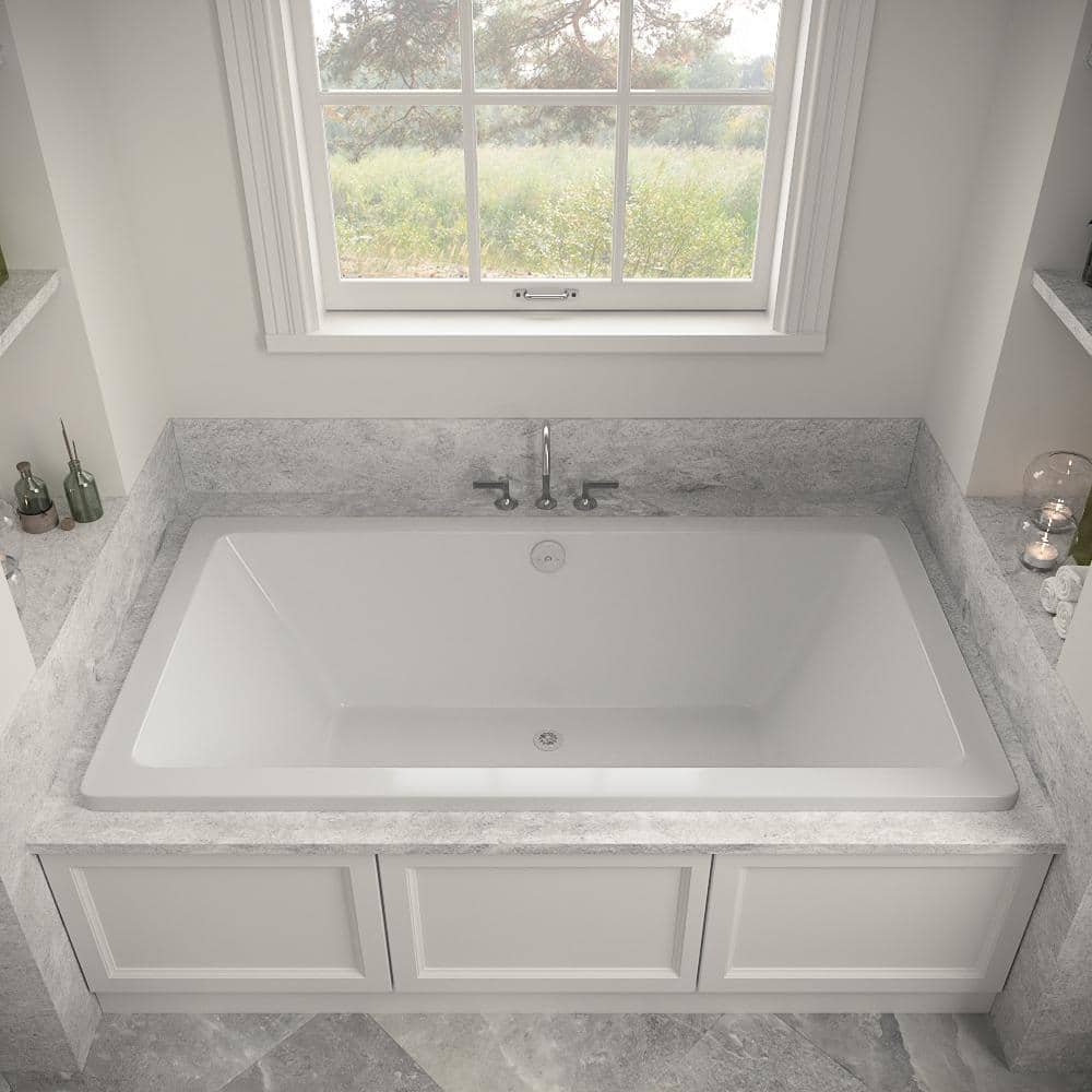 72'' x 36'' Glossy White Acrylic Drop-In Soaking Bathtub