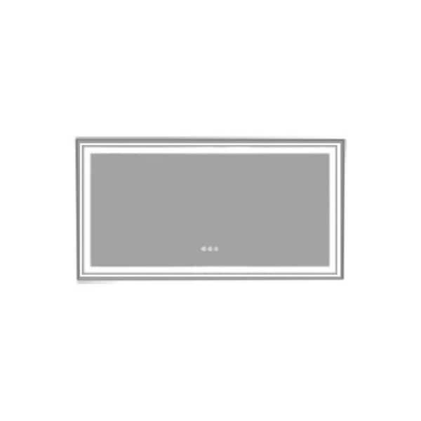 Unbranded 55 in. W x 30 in. H Rectangular Frameless LED Color Backlit Wall Mount Anti-Fog Modern Decorative Bathroom Vanity Mirror