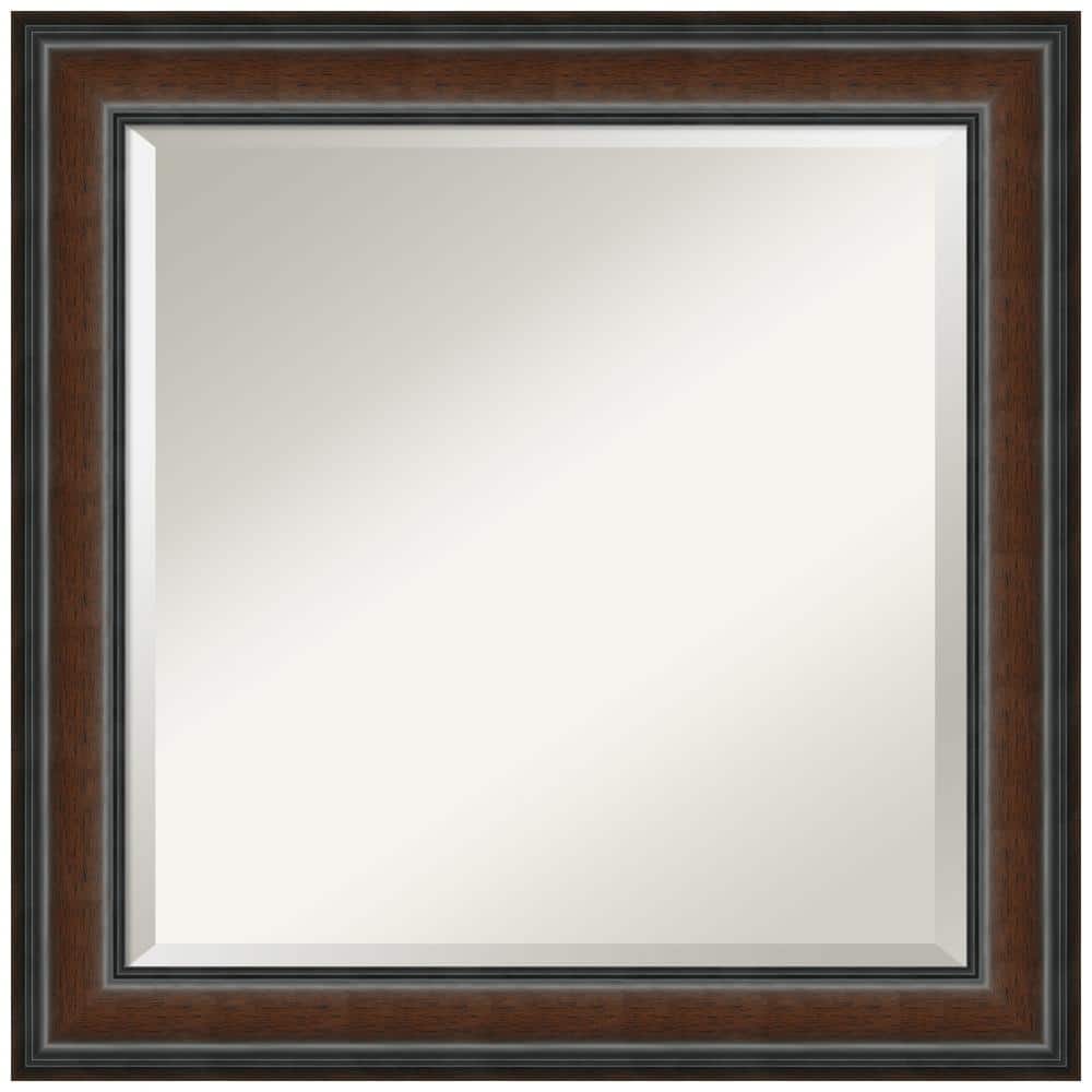 Cyprus Walnut 24.75 in. x 24.75 in. Beveled Square Wood Framed Bathroom Wall Mirror in Brown,Cherry price history on PriceWatchPro