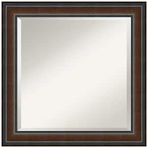 Cyprus Walnut 24.75 in. x 24.75 in. Beveled Square Wood Framed Bathroom Wall Mirror in Brown,Cherry