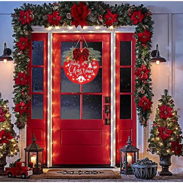 Christmas Wooden Welcome Sign Red 12 in. x 12 in. by Wooden Wall