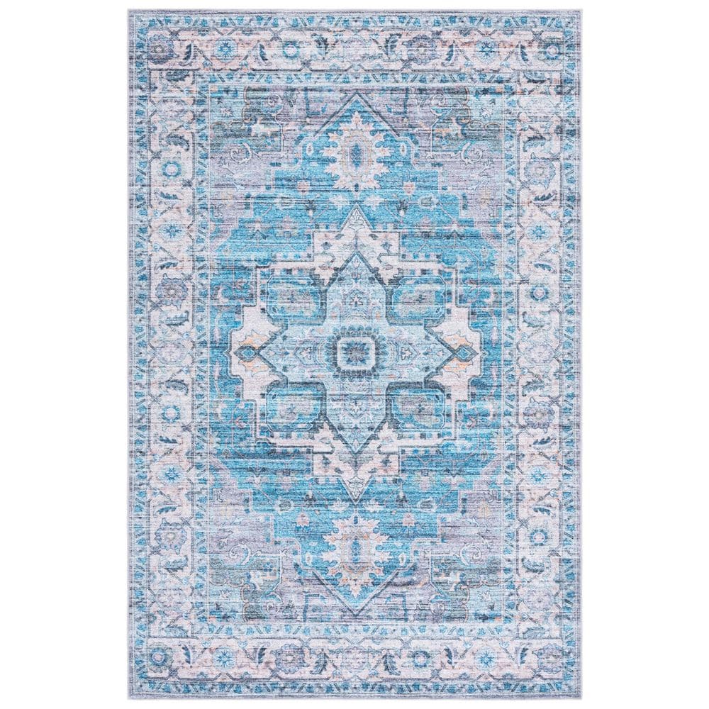 Martha Stewart Washable Gray/Turquoise 4 ft. x 6 ft. Machine Washable Floral Medallion Area Rug price history on PriceWatchPro