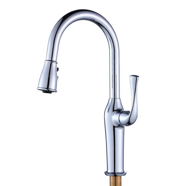 CASAINC Single-Handle Pull-Down Sprayer Kitchen Faucet with Dual There Function Spray Mode in Polished Chrome