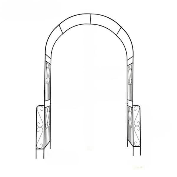 94.5 in. x 55 in. Galvanized Tube Metal Garden Arbor Trellis for Climbing Plants Support Outdoor Arch Decor in Black