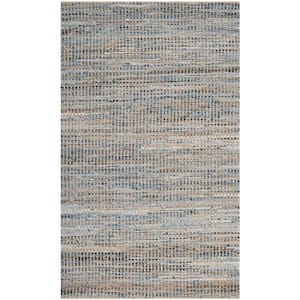 Cape Cod Natural/Blue 5 ft. x 8 ft. Striped Distressed Area Rug