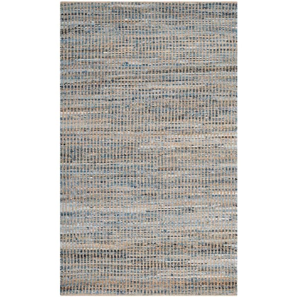 SAFAVIEH Cape Cod Natural/Blue 5 ft. x 8 ft. Striped Distressed Area Rug