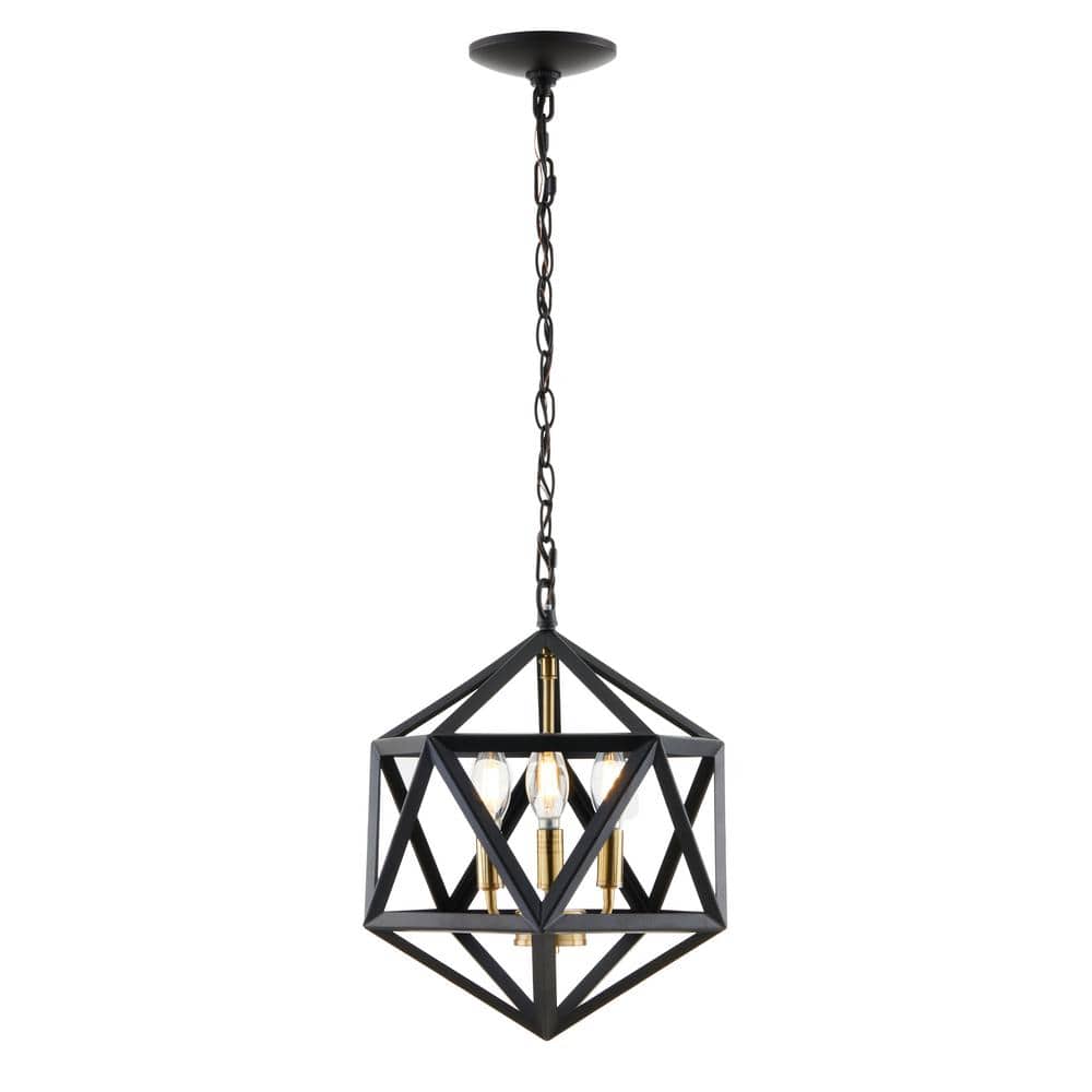 Gilmore 3Light Dimmable Modern Farmhouse Black and Gold Chandelier