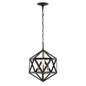 Gilmore 3-Light Dimmable Modern Farmhouse Black and Gold Chandelier
