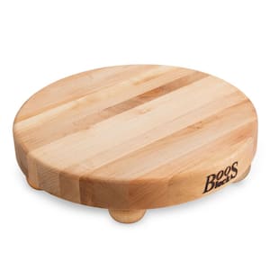 12 in. x 12 in. Round Wooden Edge Grain Cutting Board