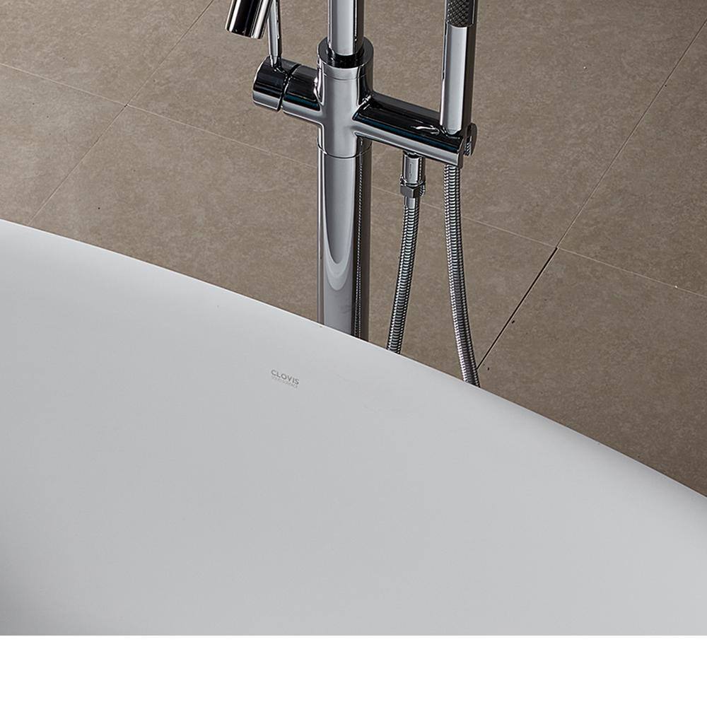 65'' White Fiberglass Freestanding Soaking Bathtub
