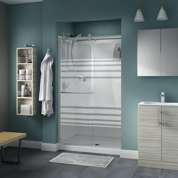 Delta Contemporary 48 in. x 71 in. Frameless Sliding Shower Door in Nickel with 1/4 in. Tempered Transition Glass