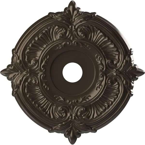 Ekena Millwork 1 in. x 22 in. O.D. x 3-1/2 in. P Attica Thermoformed PVC Ceiling Medallion, Metallic Dark Bronze
