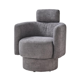 Amelia Modern Grey Upholstered Swivel Barrel Chair