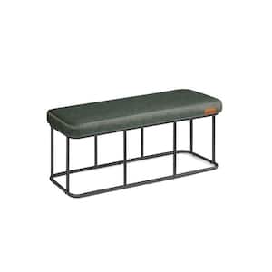 46.8 in. Green and Black Backless Bedroom Bench with Padded Seat and Metal Frame