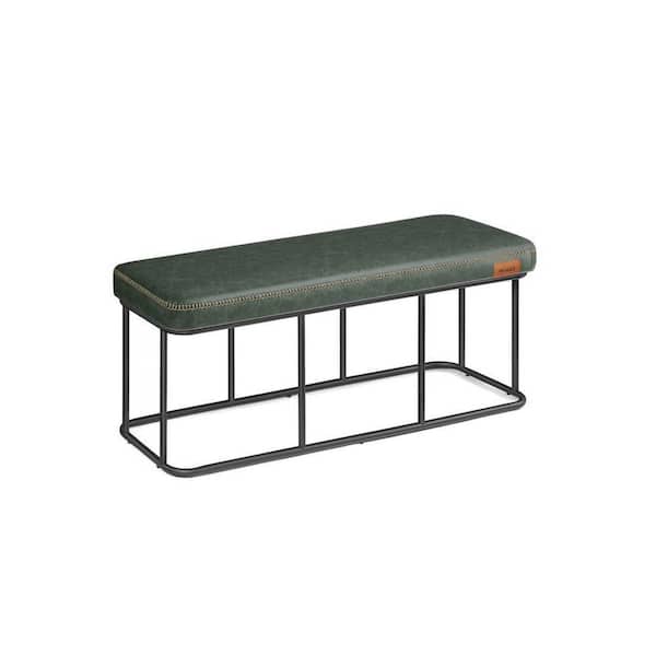 Benjara 46.8 in. Green and Black Backless Bedroom Bench with Padded Seat and Metal Frame