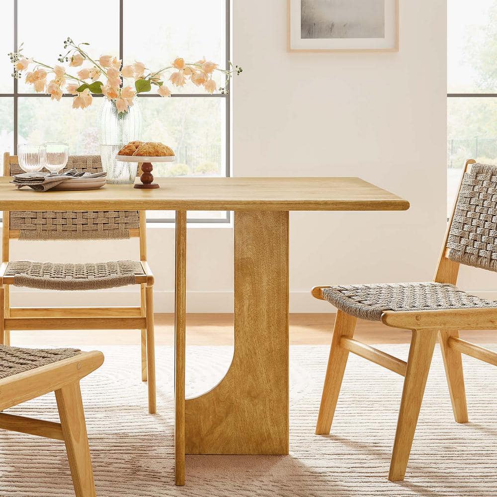 Rivian 70" Oak Mango Wood Mid-century Modern Dining Table