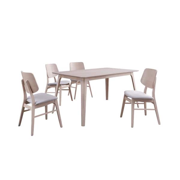 New Classic Furniture Oscar 5-Piece White Ash Wood Top Rectangle Table Set