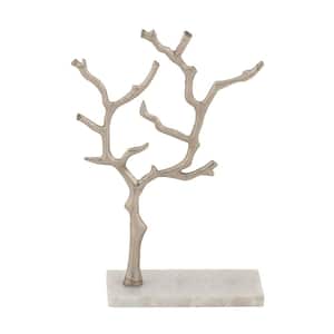 Silver Marble Tree Jewelry Stand with Rectangular Base