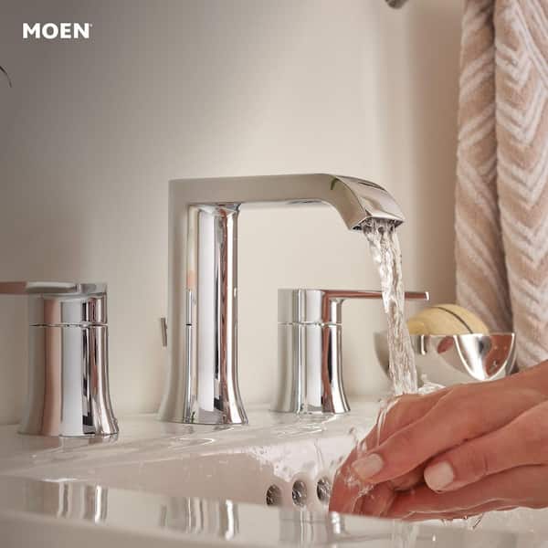 Genta 8 in. Widespread Double Handle Bathroom Faucet in Chrome(Valve Included)