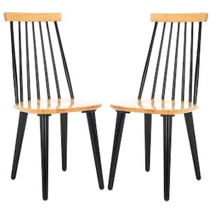 Burris Natural/Black 16.1 in. Wood Dining Chair Set of 2