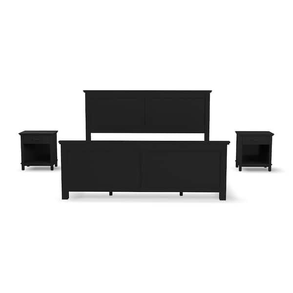 HOMESTYLES Oak Park 3-Piece Black King Bedroom Set