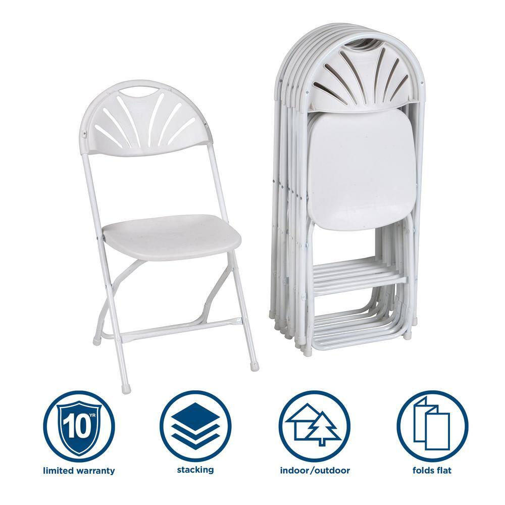 White Fan Back Indoor/Outdoor Folding Chair
