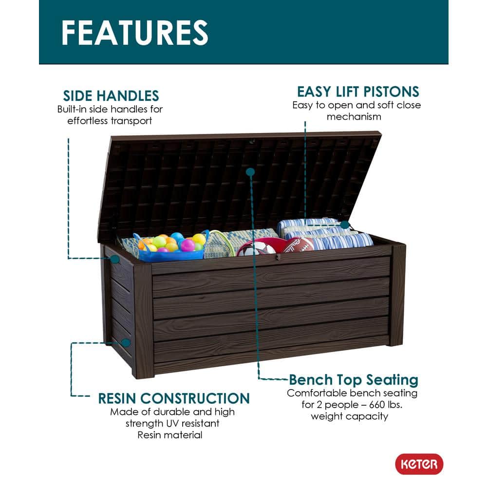 Eastwood Brown 150 Gallon Lockable Resin Deck Box