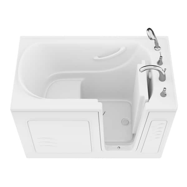 52 in. L x 30 in. W Right Drain Soaking Non-Jetted Walk-in Bathtub in White with Quick Fill Faucet and Safty Grab Bar