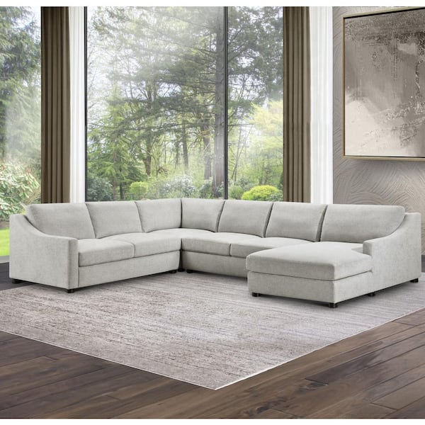 DEVON & CLAIRE Garcelle 41 in. White 4-Piece Stain-Resistant Fabric Sectional
