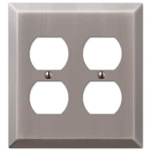 Metallic 2 Gang Duplex Outlet Steel Wall Plate - Antique Nickel