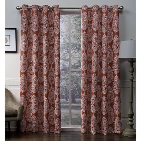 Unbranded Queensland 52 in. W x 108 in. L Woven Blackout Grommet Top Curtain Panel in Mecca Orange (2 Panels)