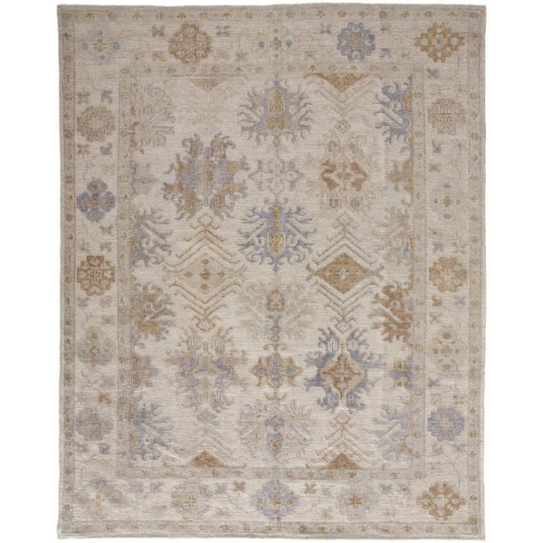 9 x 12 Ivory, Blue Floral Area Rug
