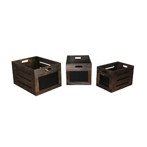 Brown and Black Cutout Design with Chalkboard Inserts Wooden Box (Set of 3)