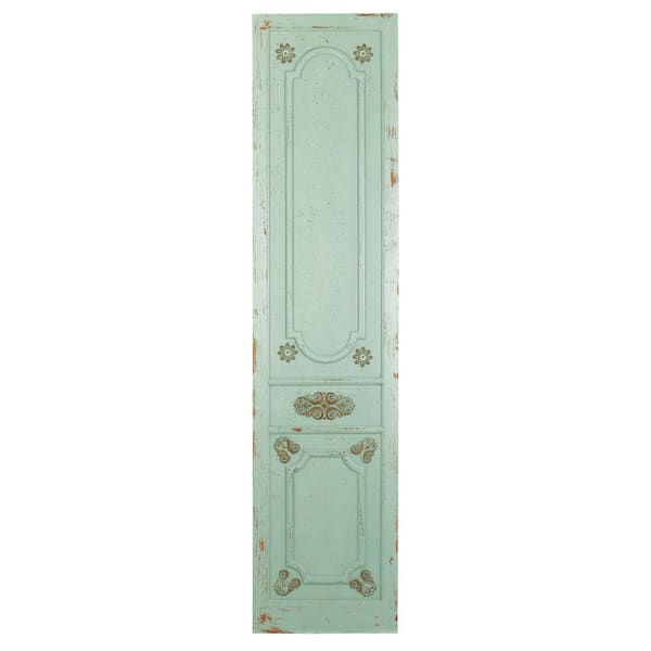 18 in. x 78 in. Wood Green Antique Door Scroll Wall Decor