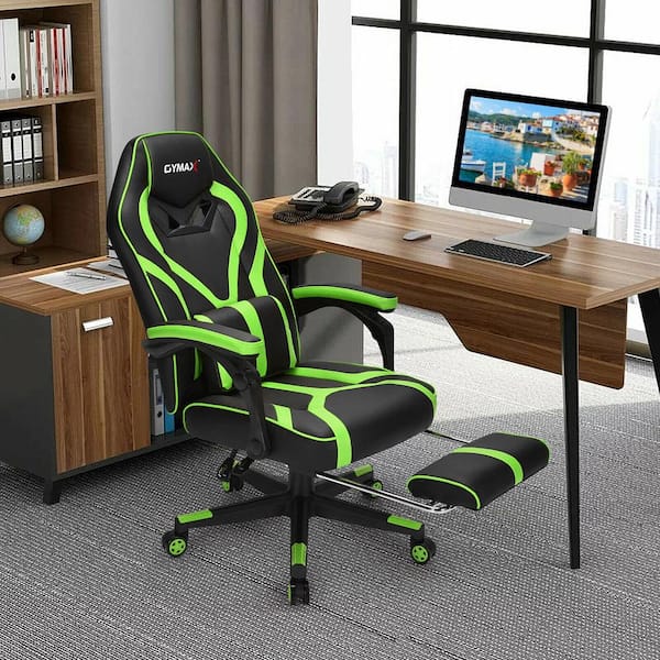 Massage Gaming Chair Racing Recliner Computer Desk Chair w/Footrest Green 