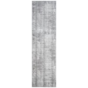 Modern Abstract Grey White 2 ft. x 8 ft. Abstract Contemporary Runner Area Rug