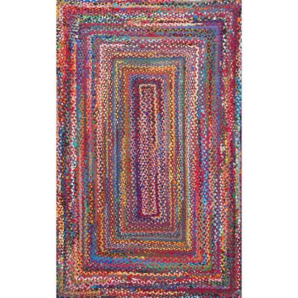 nuLOOM Tammara Colorful Braided Multi 4 ft. Indoor Square Area Rug