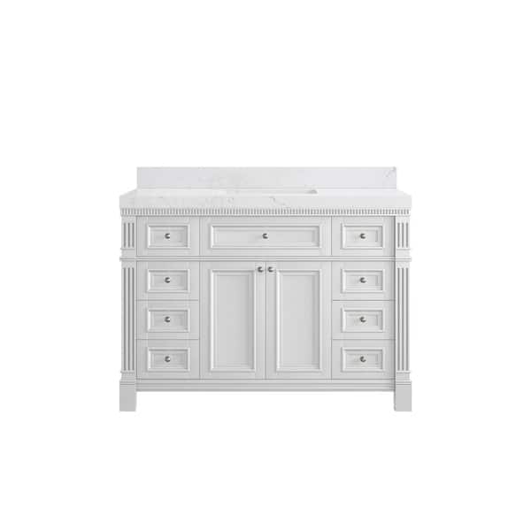 Willow Collections Paris 48 in. W x 22 in. D x 36 in. H Single Sink Bath Vanity in White with 2 in. Empira White qt. Top