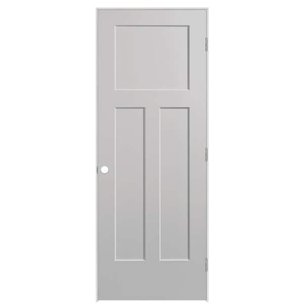 Masonite 30 in. x 80 in. 3-Panel Winslow Left-Hand Solid Core Silver Bullet Molded Composite Single Prehung Interior Door