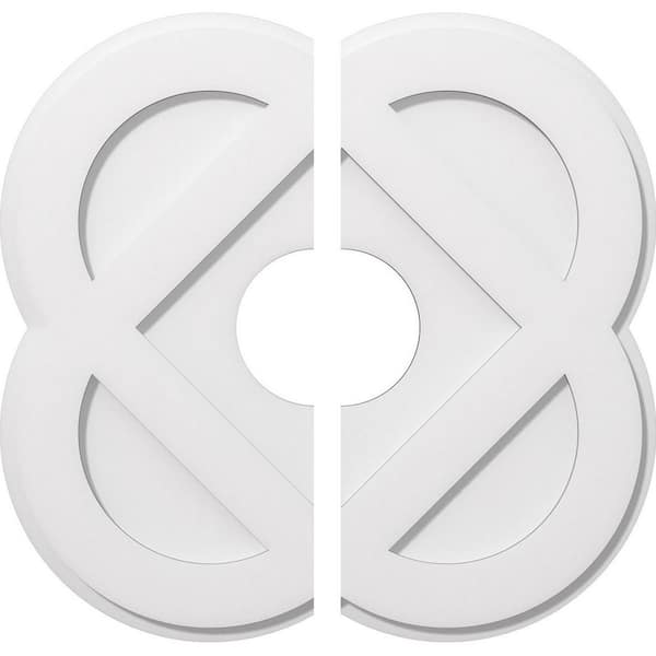 Ekena Millwork 1 in. P X 9-1/2 in. C X 24 in. OD X 6 in. ID Charlotte Architectural Grade PVC Contemporary Ceiling Medallion, Two Piece