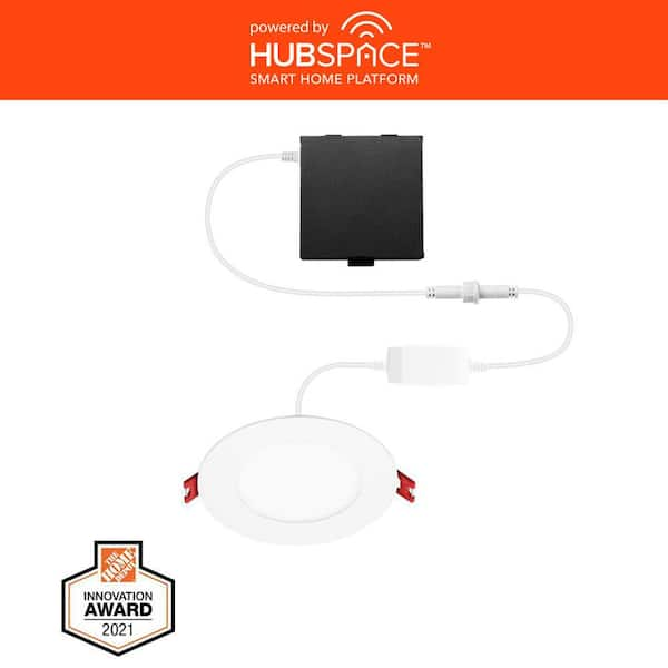 6 in. LED Round Smart RBG+ Tuneable White Canless Recessed Light for Kitchen Bath Living Rooms, Powered by Hubspace