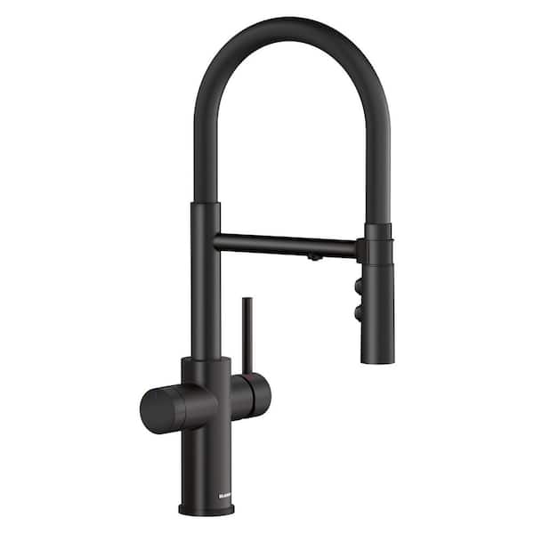 CATRIS FLEXO FILTER Matte Black 18.69 in. H Pull Down Sprayer Kitchen Faucet with 360 Degree Spout Swivel