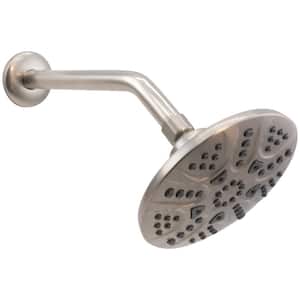 5-Spray Patterns with 1.8 GPM 6 in. Wall Mount Fixed Shower Head w/ 10 in. Shower Arm in Satin Nickel
