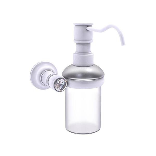 Allied Brass Carolina Crystal Wall Mounted Soap Dispenser in Matte White  CC-60-WHM
