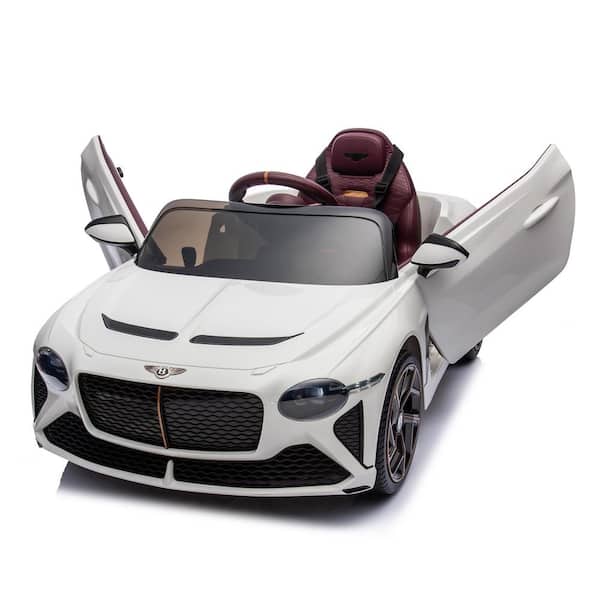 TOBBI 12-Volt Electric Kids Car Licensed Bentley Kids Ride On Car With Remote Control in White