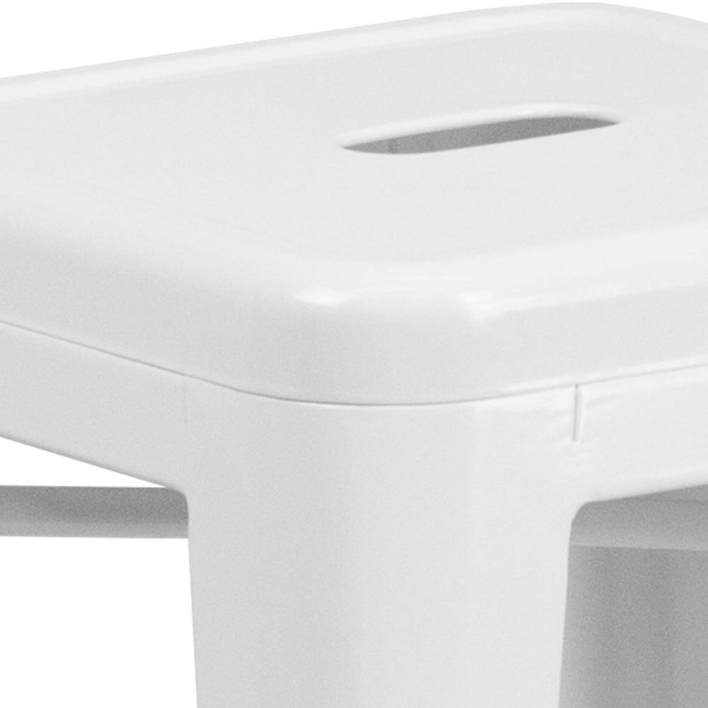 24" High Backless White Metal Indoor-Outdoor Counter Stool