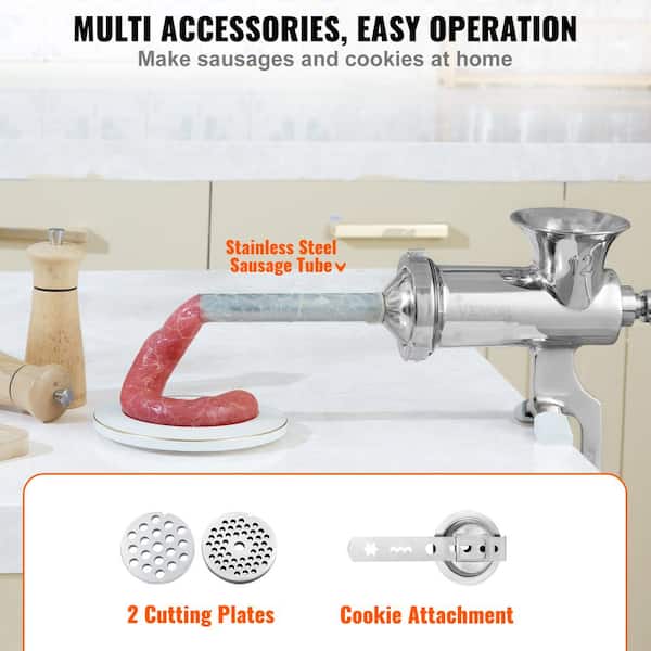 VEVOR Manual Meat Grinder, Heavy Duty Cast Iron Hand Meat Grinder with Steel Table Clamp, Meat Mincer Sausage Maker