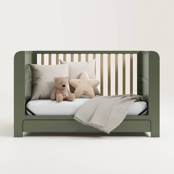 Graco Read with Me Olive with Driftwood 3 in 1 Convertible Crib with Drawer 04688 77A The Home Depot