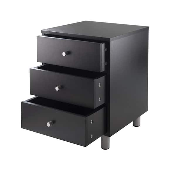 Winsome Daniel Accent Table With 3 Drawers In Black Finish 20933 The Home Depot