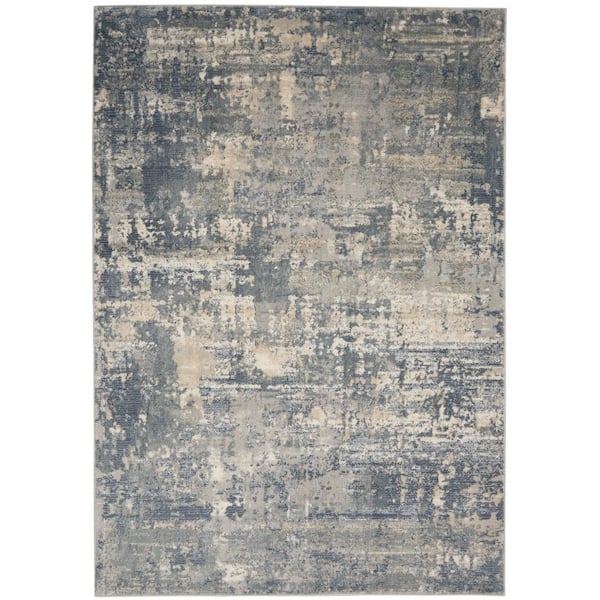 Nourison Concerto Grey/Beige 4 ft. x 6 ft. Abstract Rustic Area Rug